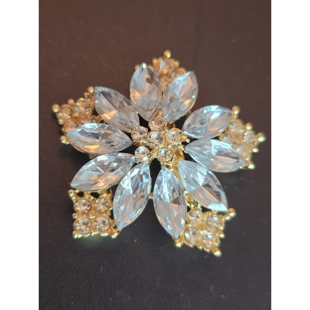 Gold Tone Bee And Rhinestone Flower Brooch Lot Sparkly Insect Floral Pins #334
